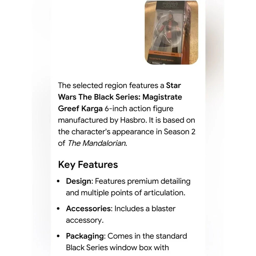 2119* Hasbro Star Wars Black Series Magistrate Greef Karga - Red & Black